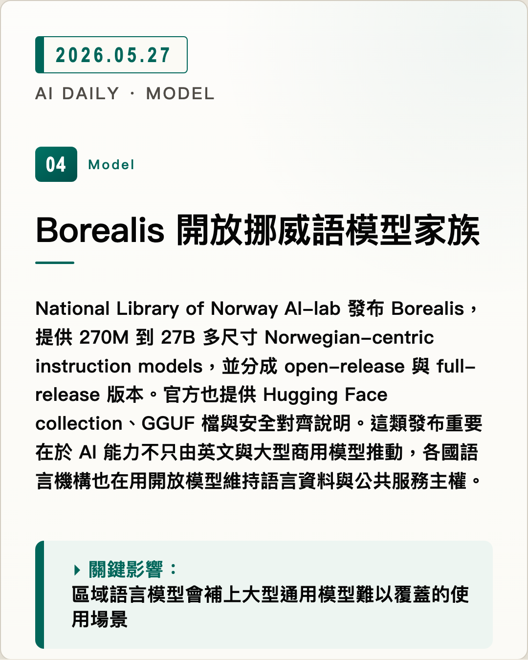 Borealis 開放挪威語模型家族 圖片摘要